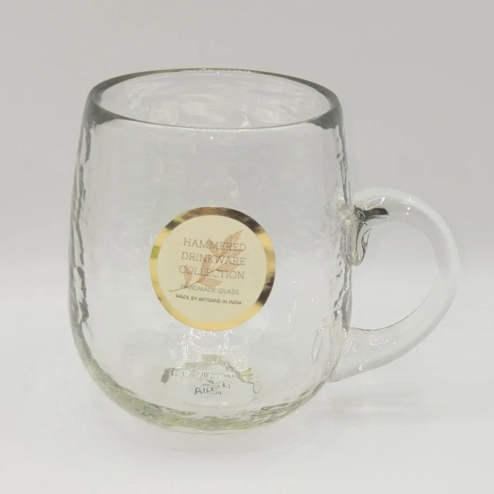 Hammered Drinkware Collection‎ 16oz  Hammered Handcrafted Glass Mug